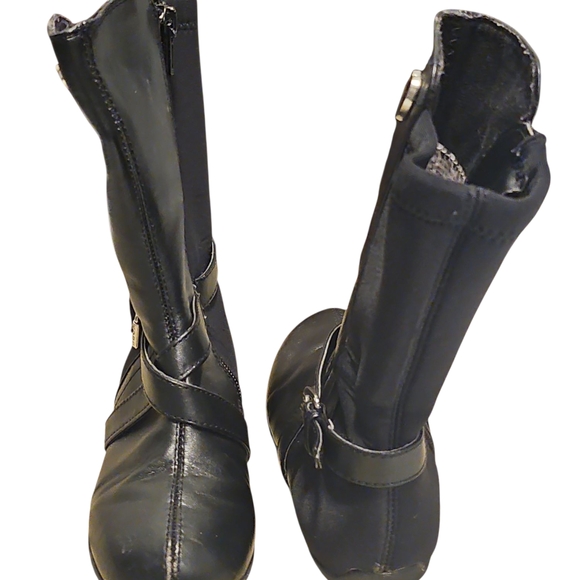 Michael Kors Black Leather Like Boots with Heart Accent - Picture 3 of 6